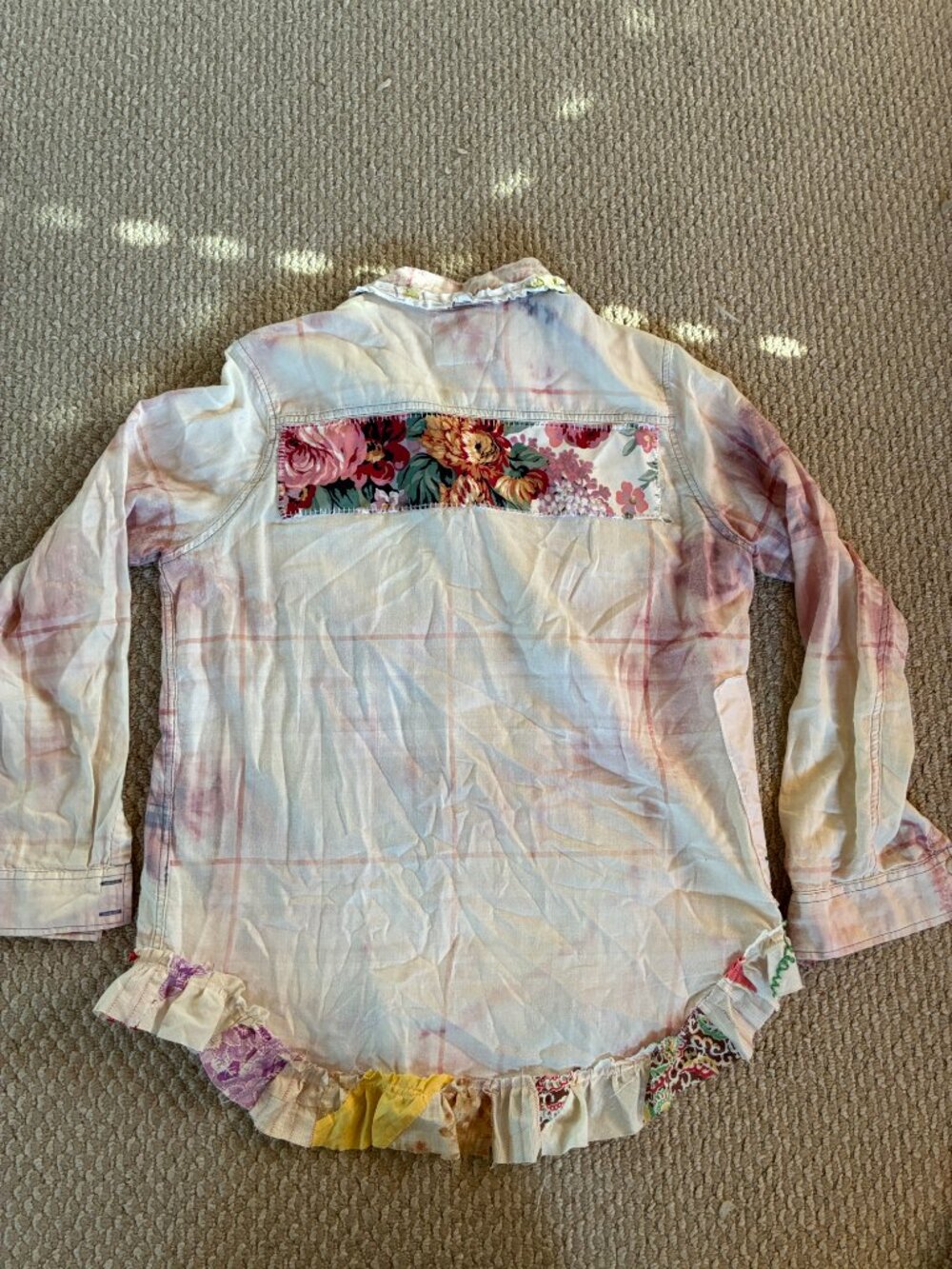 DragonFly Dreams Small Cotton Upcycled Button Up Shirt Women's Embriodered - Picture 7 of 7